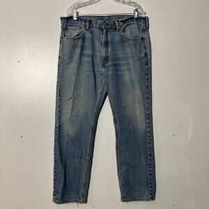 Levis 505 Regular Straight Leg Washed Blue Casual Denim Jeans Men's Size 36x30